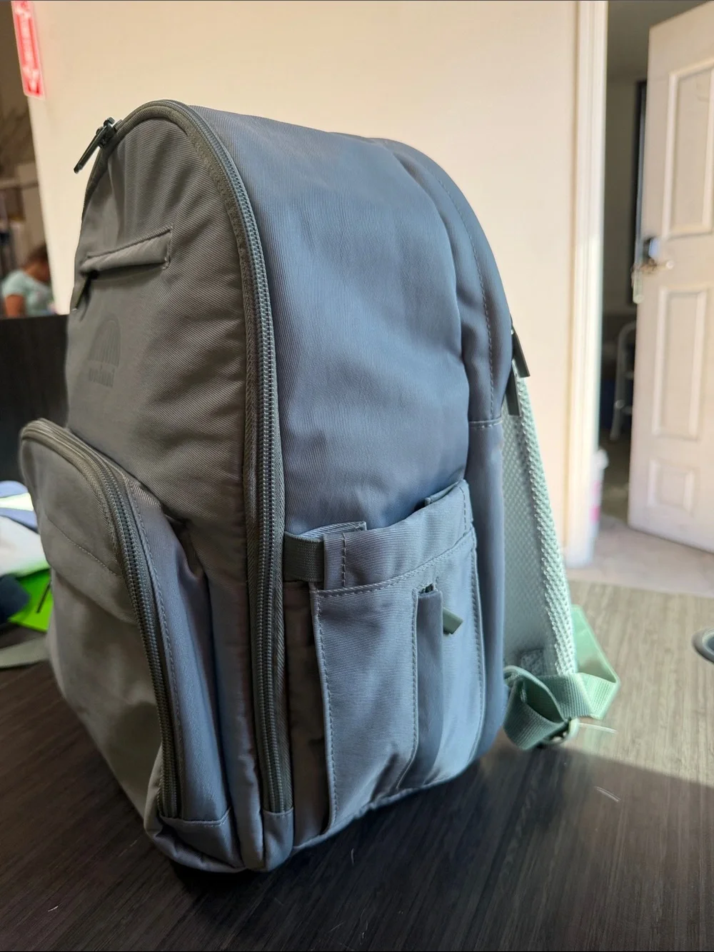Blue Gray Everyday Backpack with Multiple Pockets